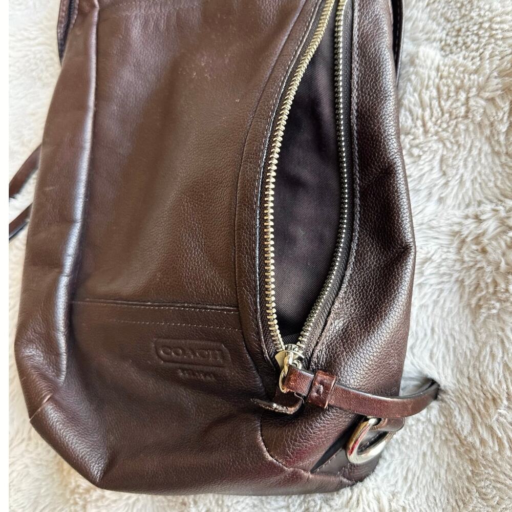 COACH Thompson Convertible Brown Leather Sling Bag Backpack - Picture 6 of 12